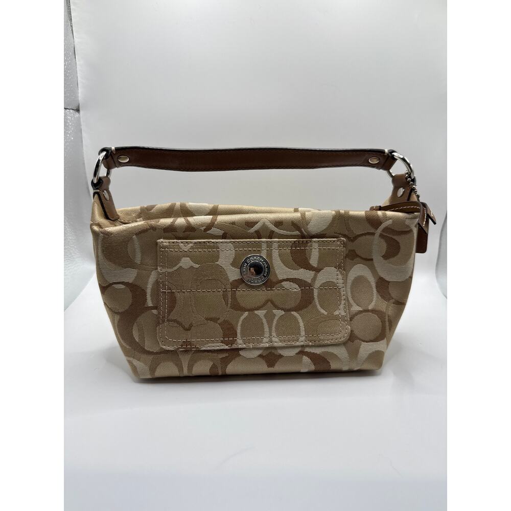 Vintage Coach Optic Chelsea Mini Shoulder Bag Iconic C Monogram Y2K Tan & Brown